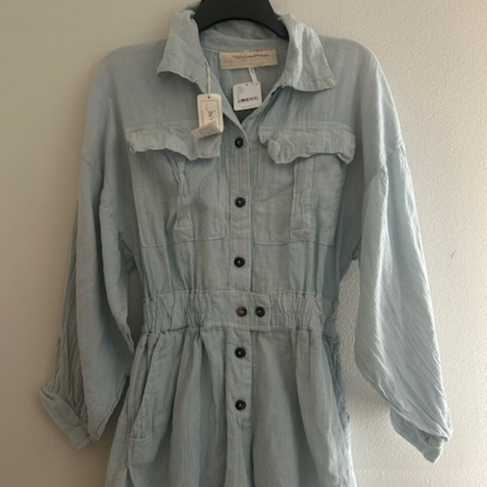 Jen's Pirate Booty x Free People Light Sky Blue Satisfaction Romper NWT - Picture 8 of 16